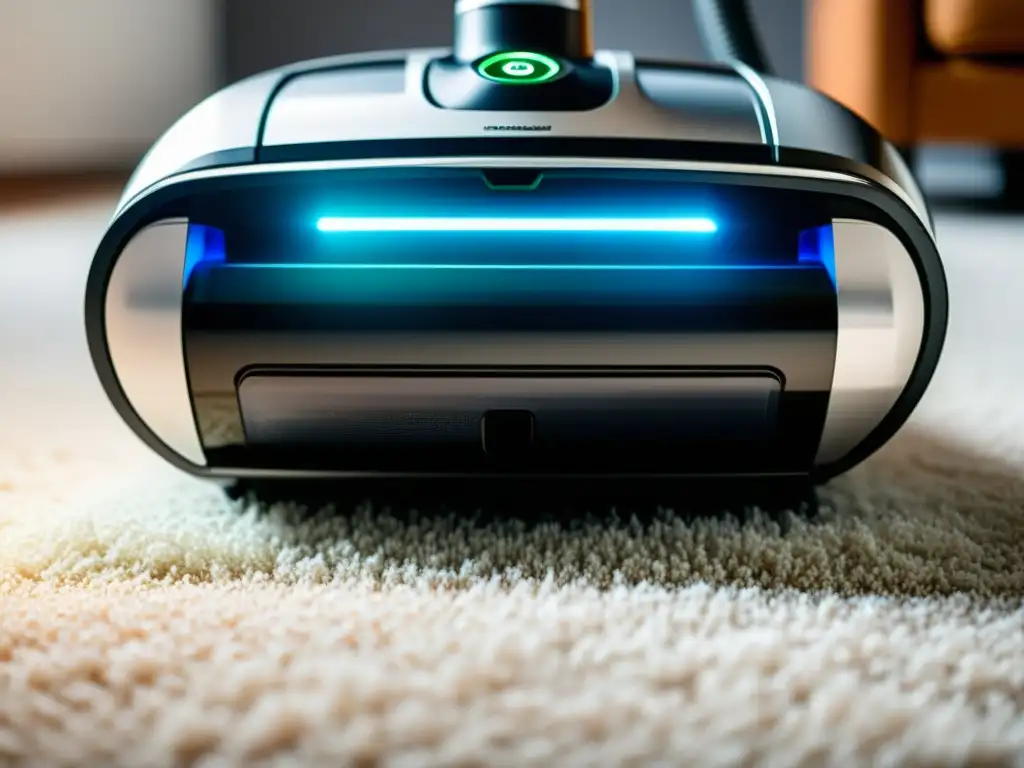 Potente tecnología HEPA captura alérgenos Aspirador con filtro HEPA para alergias: Imagen detallada de alta tecnología, con capas filtrantes y succión potente