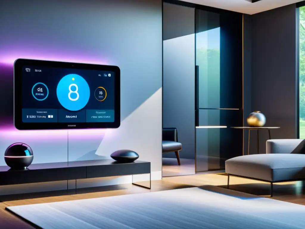 Sistema de seguridad inteligente futuro en 8k Avanzado sistema de seguridad para red domótica, protección contra ciberataques en una casa futurista