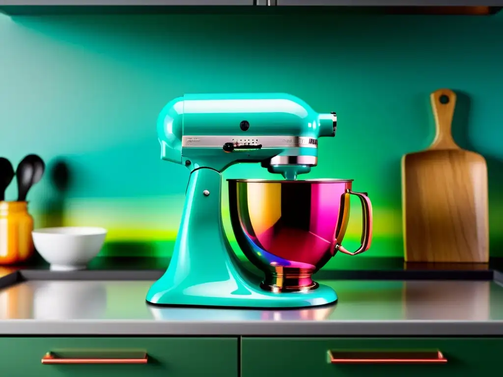 Batidora de cocina personalizada con degradado de colores vibrantes Una batidora moderna personalizada con adhesivos y pintura en degradado, resaltando sus detalles y colores vibrantes