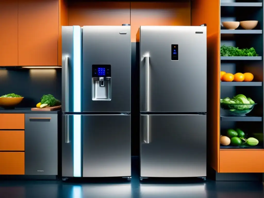 Un chef sonriente en una cocina moderna rodeado de electrodomésticos innovadores y duraderos
