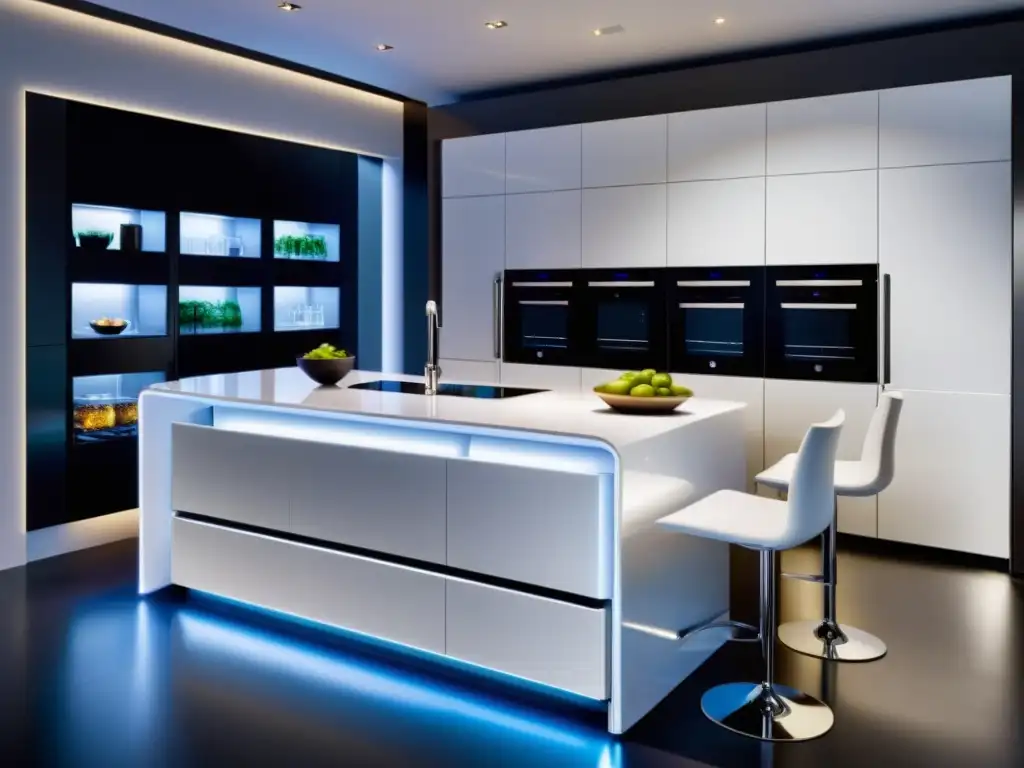 Cocina de lujo con electrodomésticos de última generación Una cocina de ensueño con electrodomésticos de vanguardia integrados en un diseño moderno y lujoso