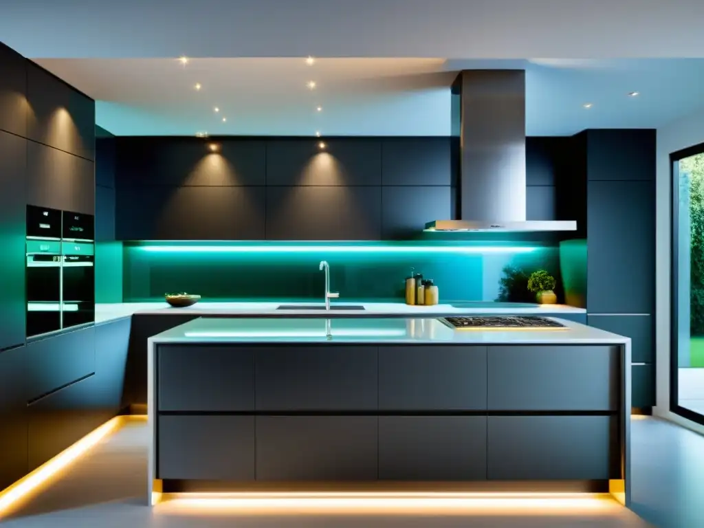 Campana extractora de acero inoxidable y vidrio con luces LED integradas Una cocina moderna con una campana extractora decorativa DIY de acero inoxidable y vidrio, iluminación LED integrada y diseño minimalista y elegante