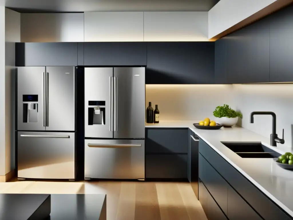 Electrodomésticos clásicos vs Una cocina moderna presenta una comparativa de electrodomésticos tradicionales vs inteligentes, con un toque clásico y futurista