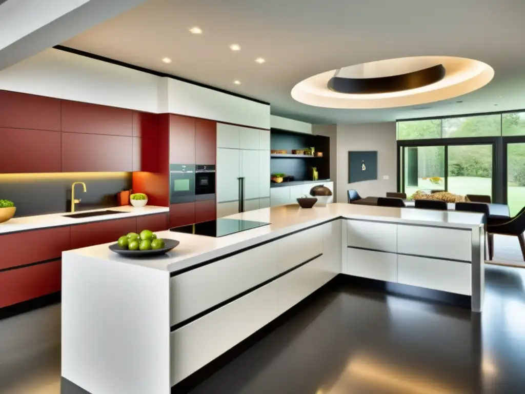 Cocina moderna e inclusiva con diseño ergonómico innovador Una cocina moderna con diseño ergonómico, mostrando la combinación de estilo y funcionalidad