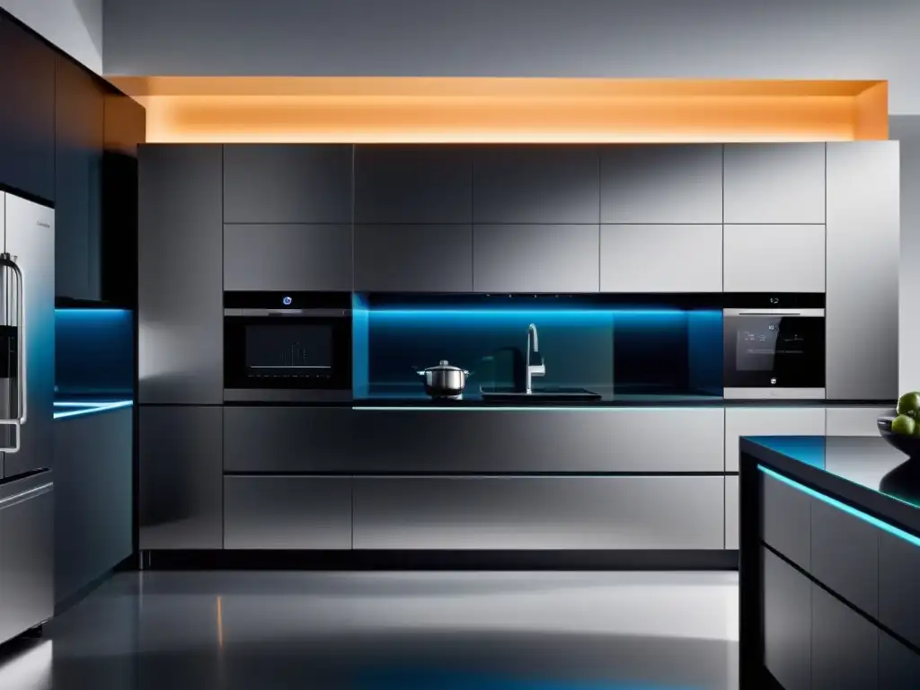 Cocina moderna con electrodomésticos inteligentes y diseño minimalista Una cocina moderna con diseño minimalista y electrodomésticos inteligentes proteger conversaciones