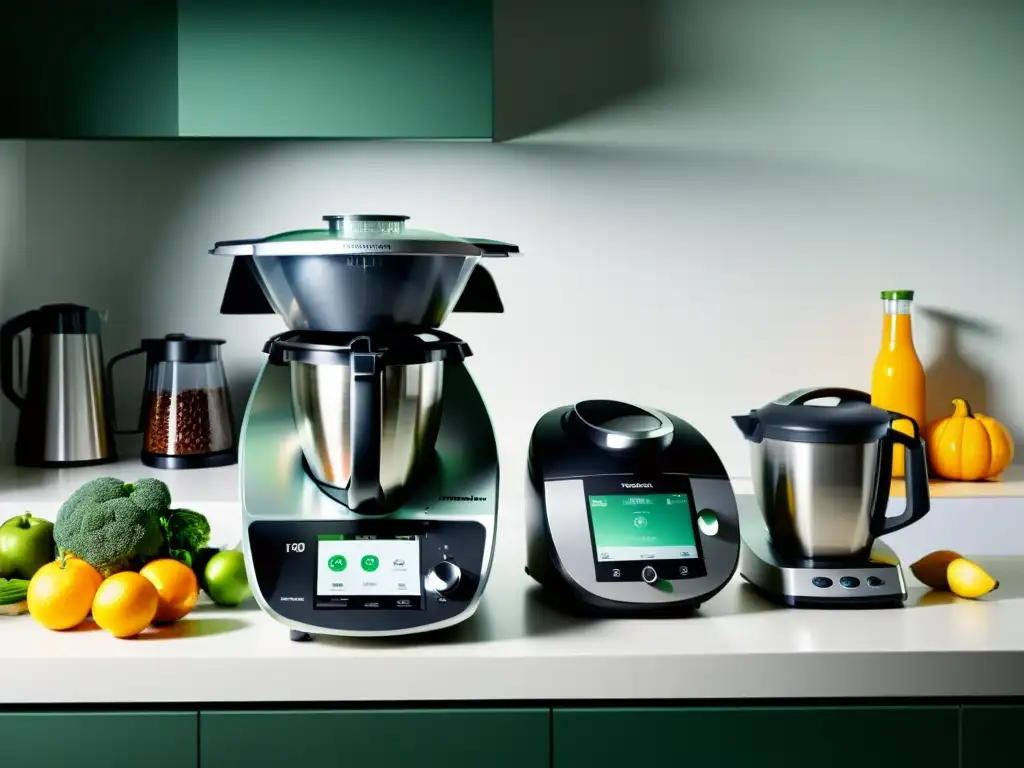 Encimera moderna con Thermomix TM6 y electrodomésticos Una cocina moderna y eficiente con Thermomix TM6 y otros electrodomésticos