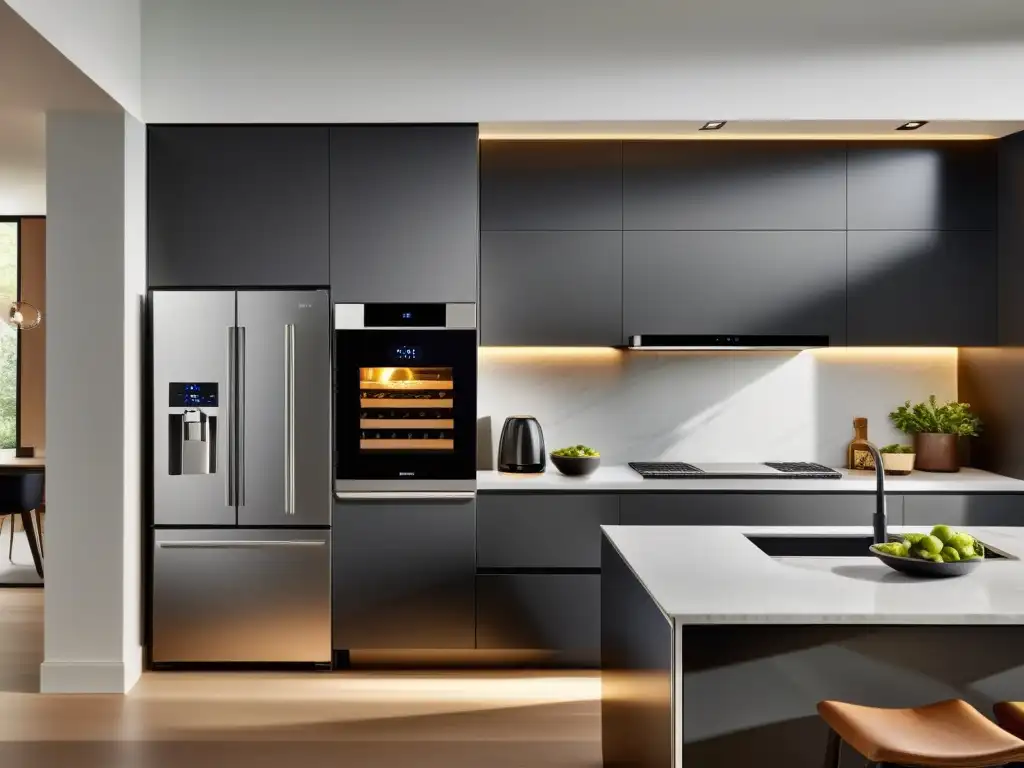 Cocina moderna con electrodomésticos AI integrados