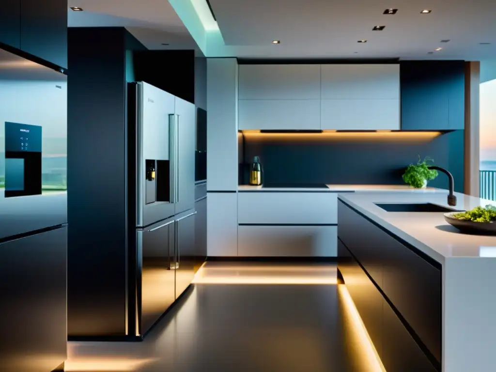 Kitchen tech: diseño moderno con electrodomésticos de alta tecnología Una cocina moderna con electrodomésticos de alta tecnología integrados