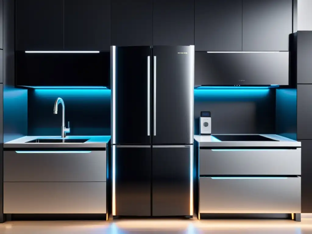 Cocina futurista con electrodomésticos autónomos integrados Una cocina moderna con electrodomésticos autónomos integrados
