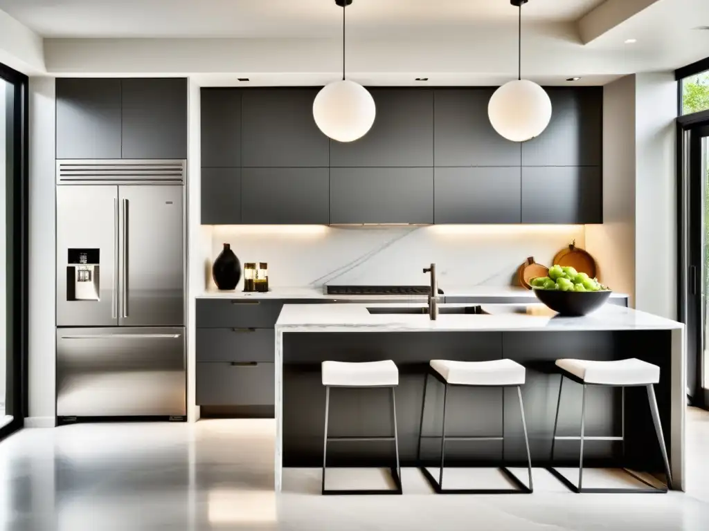 Cocina moderna con electrodomésticos integrados Una cocina moderna con electrodomésticos integrados para espacios pequeños
