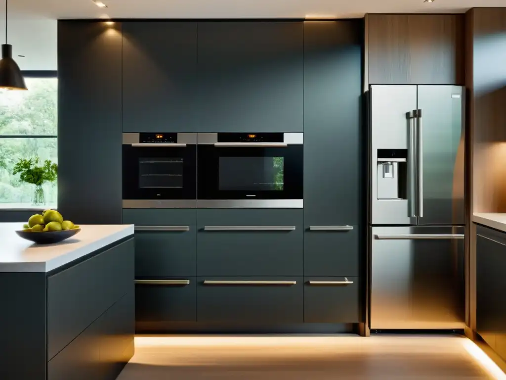 Kitchen moderna con electrodomésticos integrados Una cocina moderna con electrodomésticos integrados en el mobiliario, exudando una sensación de integración y estilo contemporáneo