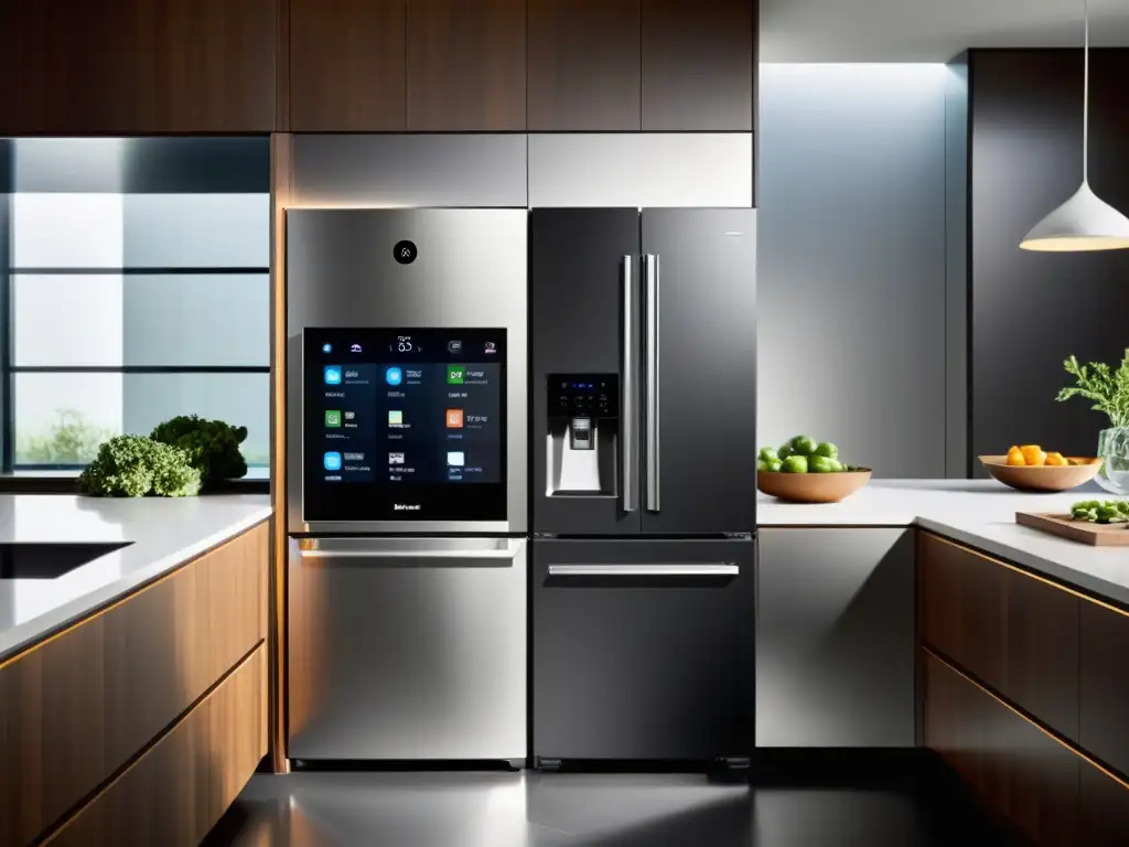 Cocina inteligente y minimalista: diseño moderno y funcional Una cocina moderna con electrodomésticos inteligentes integrados
