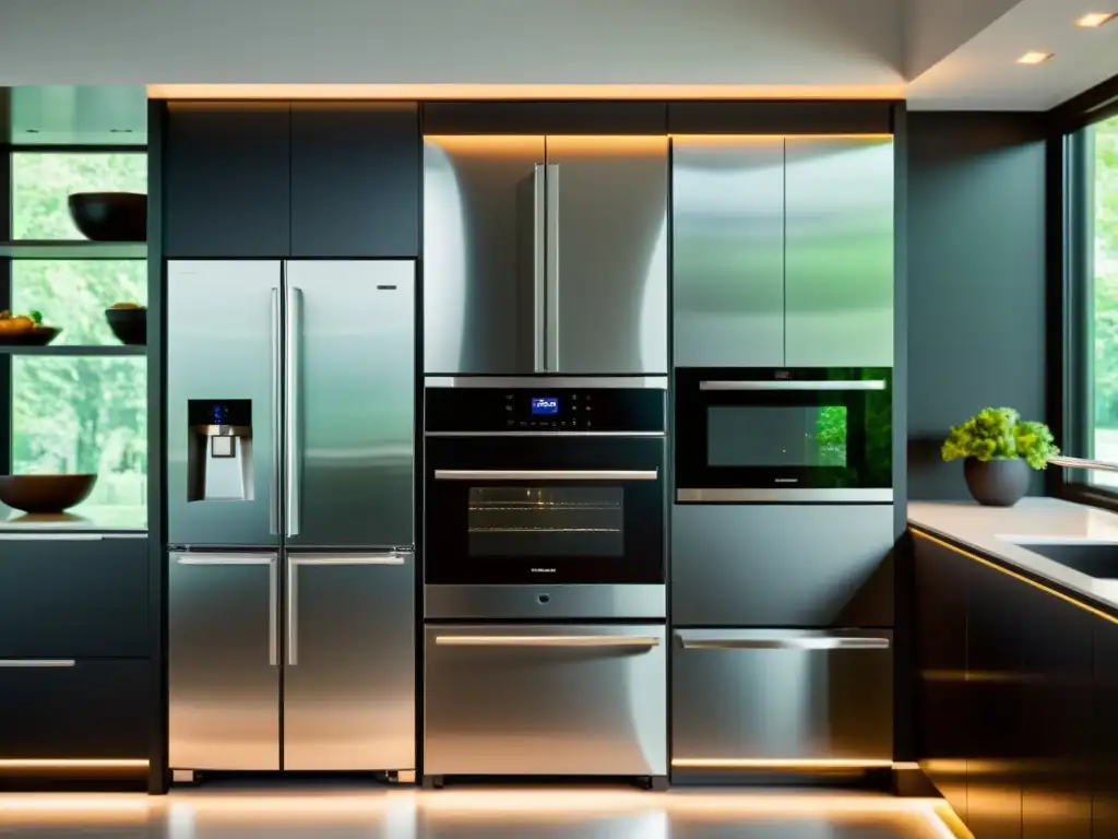 Cocina inteligente: conveniencia y riesgos de seguridad Una cocina moderna con electrodomésticos inteligentes conectados a un panel central