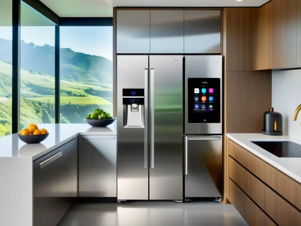 Cocina moderna con electrodomésticos inteligentes de última generación Una cocina moderna con electrodomésticos inteligentes para cocina, diseño minimalista y ambiente contemporáneo