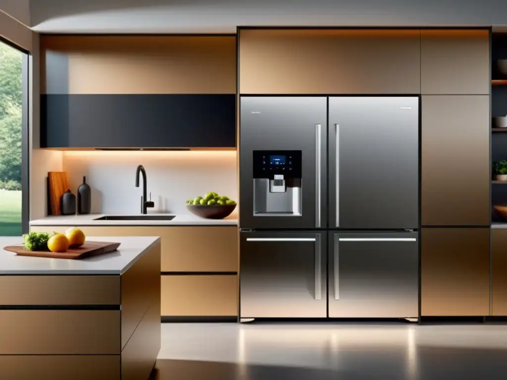Cocina moderna: electrodomésticos inteligentes para una comida saludable Una cocina moderna con electrodomésticos inteligentes integrados en el diseño