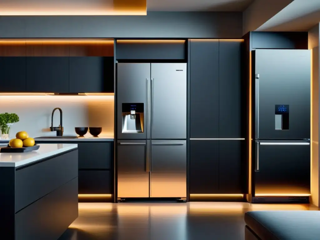 Cocina moderna con electrodomésticos inteligentes Una cocina moderna con electrodomésticos inteligentes integrados, donde la sofisticación se une al diseño contemporáneo