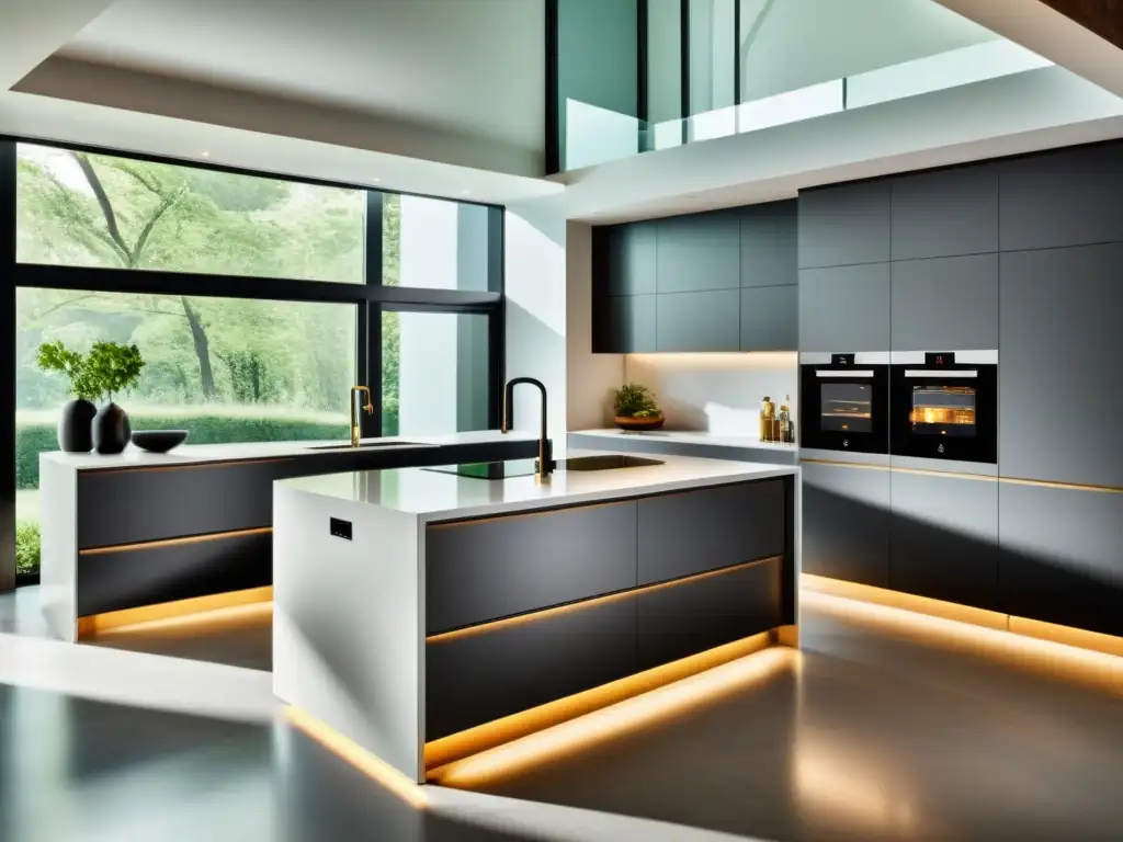 Cocina moderna de lujo con electrodomésticos integrados Una cocina moderna con electrodomésticos de lujo integrados en un diseño inteligente