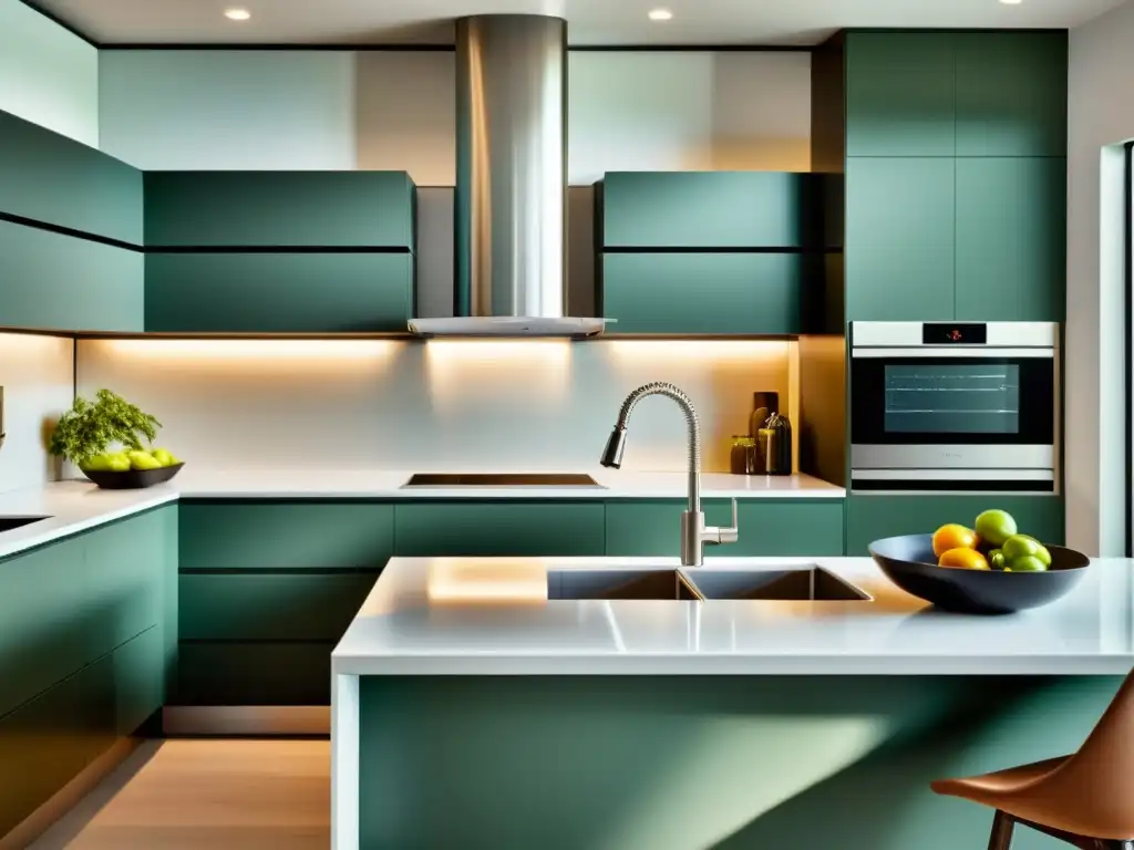 Cocina moderna y accesible para personas con movilidad reducida Una cocina moderna con electrodomésticos para movilidad reducida y diseño ergonómico, ideal para usuarios con necesidades especiales