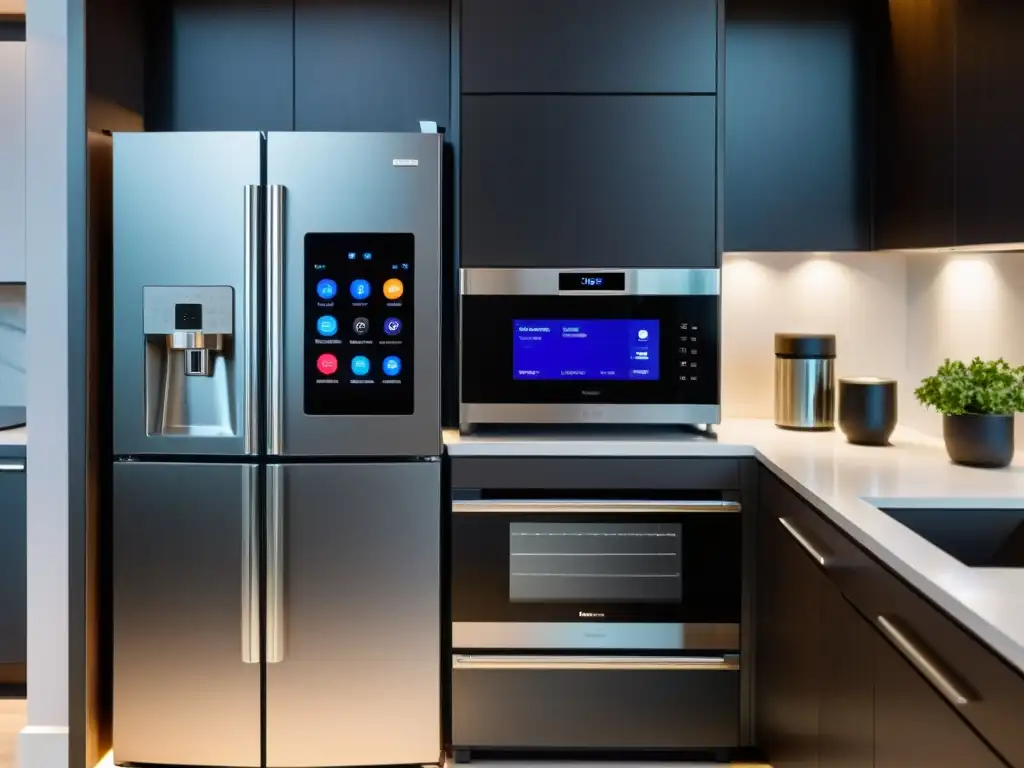 Cocina moderna con electrodomésticos AI personalizados Una cocina moderna con electrodomésticos personalizados por IA