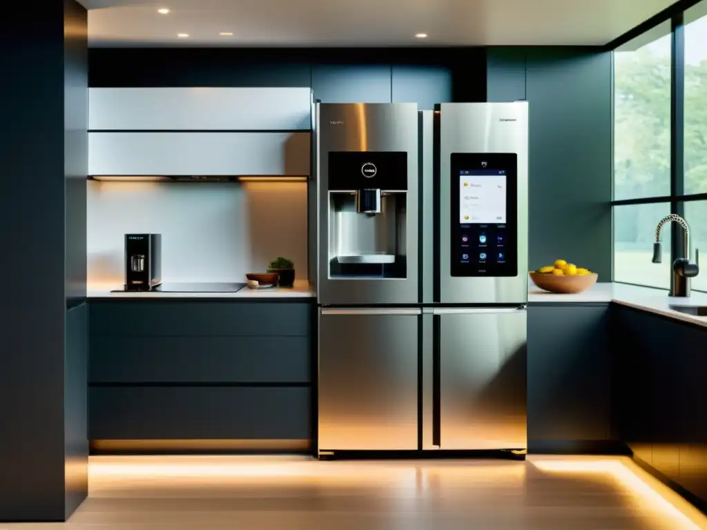 Cocina inteligente con electrodomésticos de última generación Una cocina moderna con electrodomésticos de última generación integrados en un diseño minimalista, gracias a la inteligencia artificial
