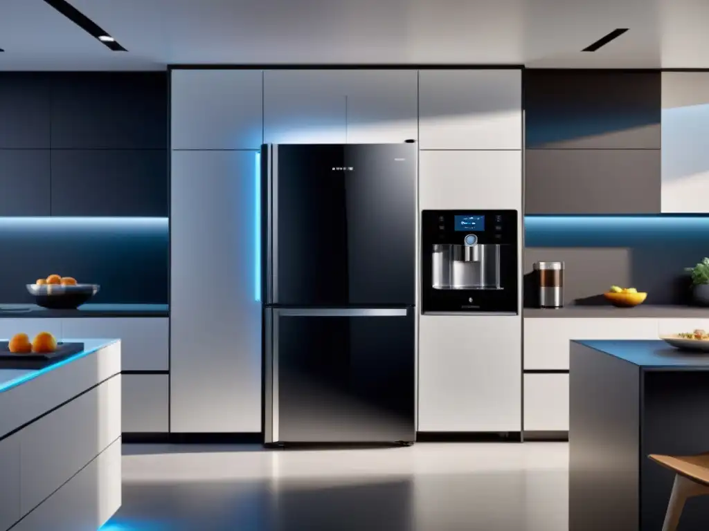 Cocina moderna con electrodomésticos inteligentes de última generación Una cocina moderna y elegante con electrodomésticos inteligentes de última generación
