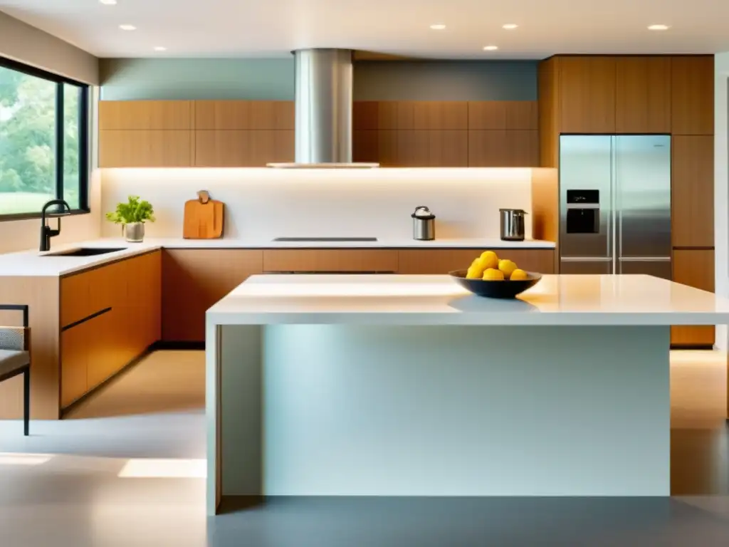 Cocina moderna y accesible para discapacitados Una cocina moderna y espaciosa con tecnología hogar accesible para personas con discapacidad