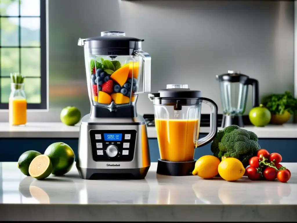 Smoothies y jugos: tradición vs Una cocina moderna con dos licuadoras: una clásica y otra de alto rendimiento