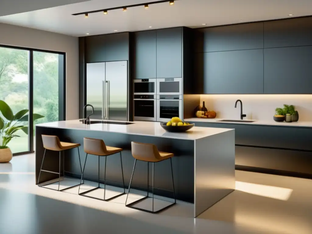 Cocina moderna con electrodomésticos accesibles para todos Una cocina moderna, luminosa y accesible con electrodomésticos diseñados para todos