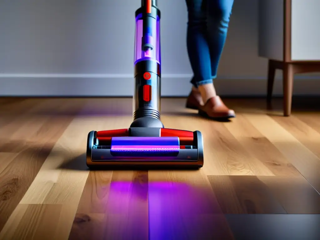 Dyson V11 y V10: Comparativa de Aspiradoras Inalámbricas en Acción Comparativa aspiradoras sin cable Dyson: Imagen de las aspiradoras V11 y V10 juntas, demostrando su potente succión en diferentes superficies