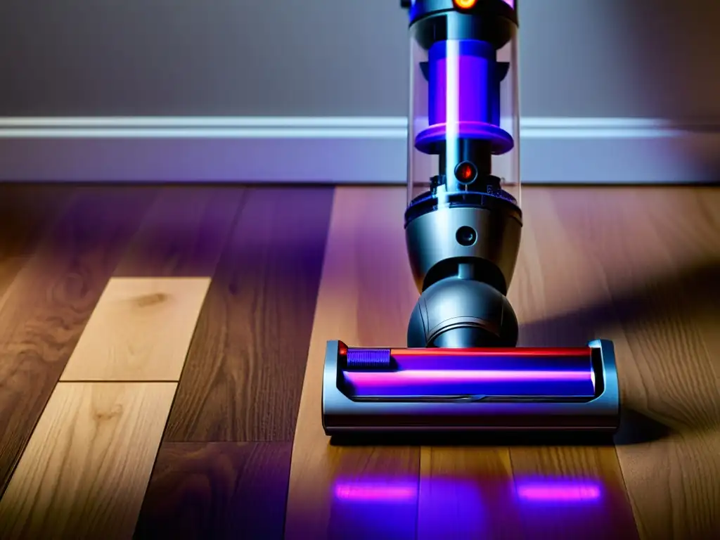 Dyson V11 y V10: Innovación en Limpieza Moderna Comparativa aspiradoras sin cable Dyson: Imagen detallada de las V11 y V10 en un suelo de madera, destacando diseño y tecnología de vanguardia