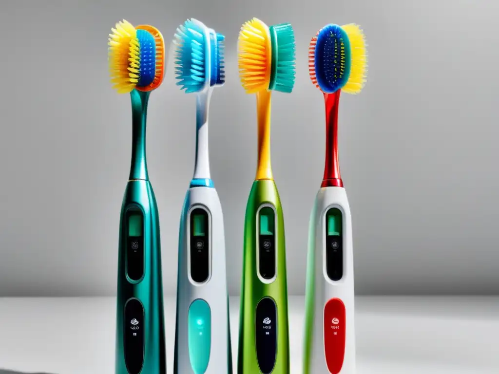 Comparación de Cepillos de Dientes Eléctrico y Manual Una comparativa de cepillos de dientes eléctricos y manuales, resaltando la modernidad y eficiencia