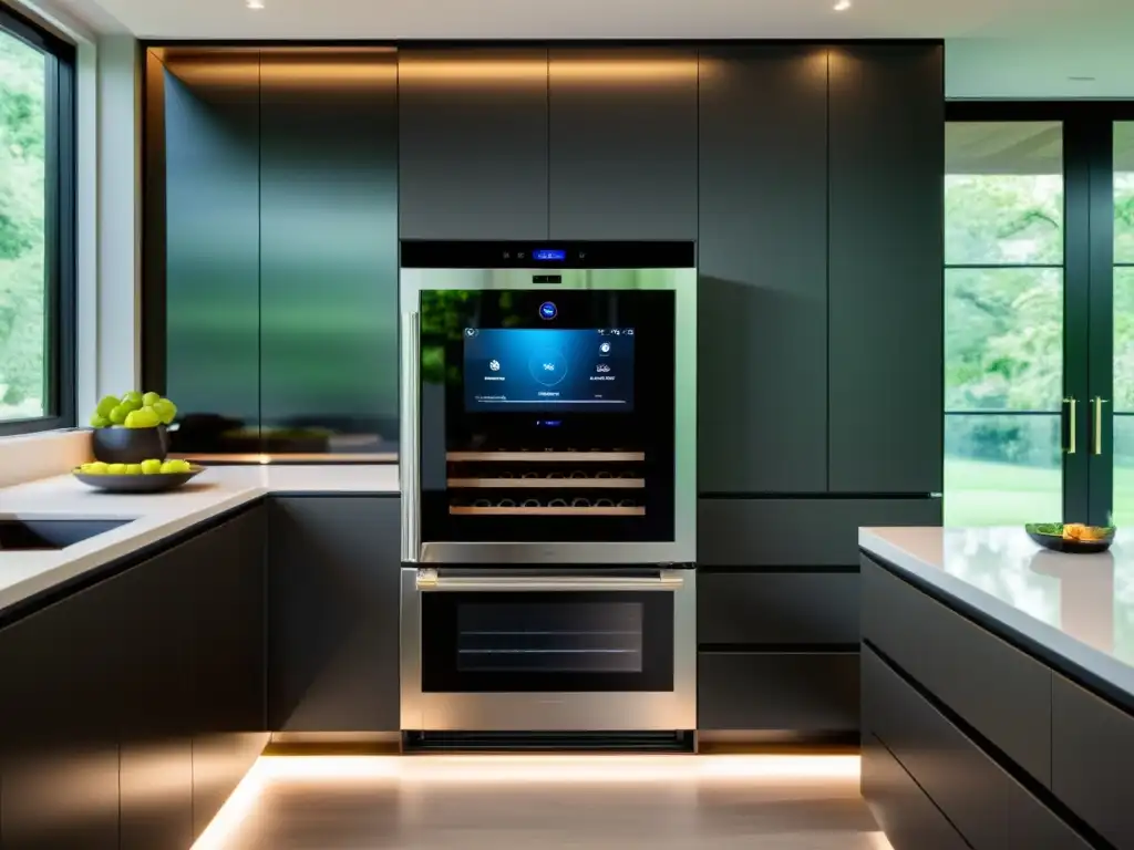 Comparativa electrodomésticos lujo precio: Cocina moderna de lujo con electrodomésticos de alta gama en acero inoxidable, elegante y funcional