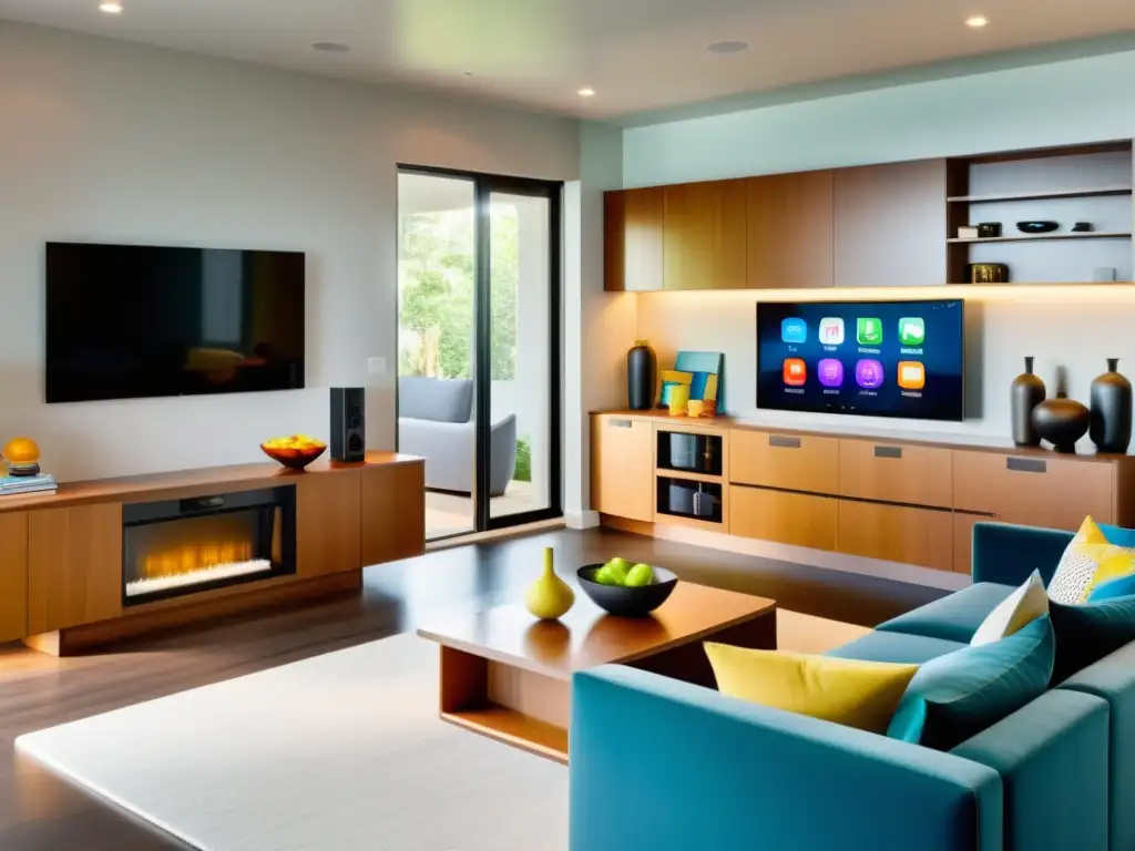 Modernidad segura: Hogar inteligente con control parental Configuraciones seguras para control parental en domótica: Hogar moderno con tecnología integrada y diseño amigable para niños