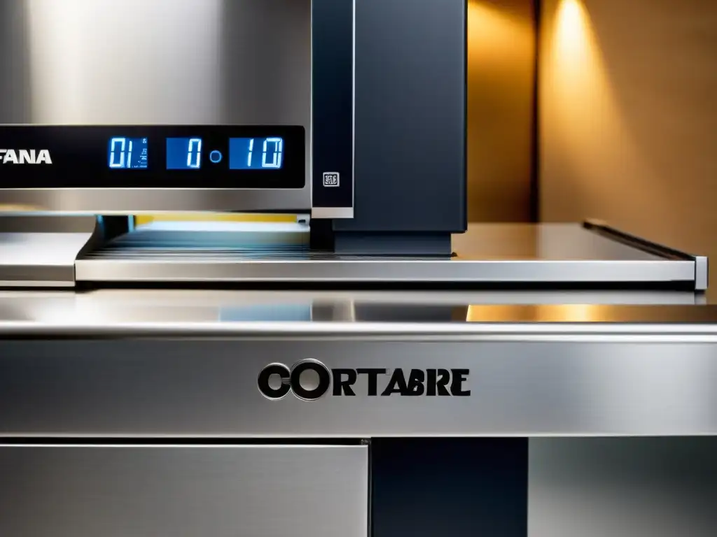 Un cortafiambres doméstico de precisión en una cocina contemporánea, con corte preciso y diseño moderno