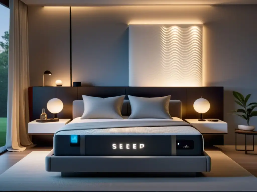 Diseño minimalista: colchón inteligente y ambiente relajante Descuentos en colchones inteligentes: Dormitorio moderno con diseño minimalista, colchón inteligente y ambiente relajante para un sueño reparador