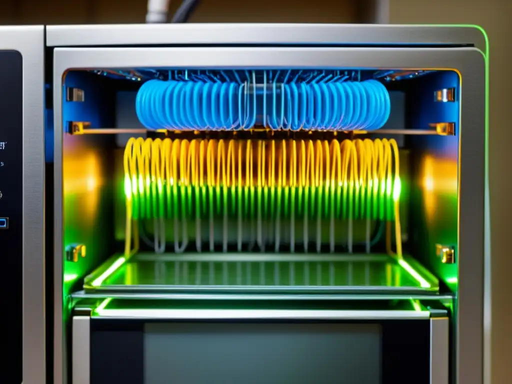 Increíble vista detallada de circuitos internos de electrodoméstico Detallada imagen del cableado interno de un electrodoméstico, resaltando puntos de cortocircuito