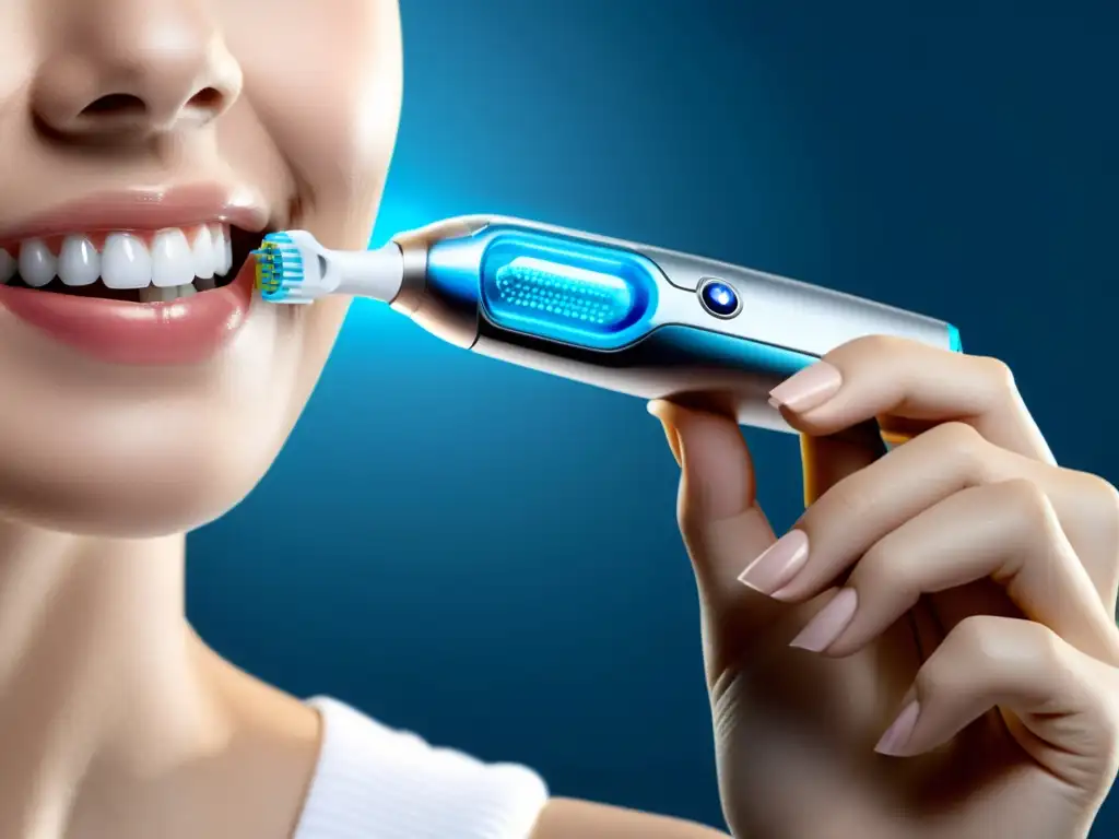 Imagen detallada OralB Genius X: diseño moderno y tecnología avanzada Detalle de alta resolución del cepillo de dientes eléctrico OralB Genius X, con diseño moderno y tecnología avanzada