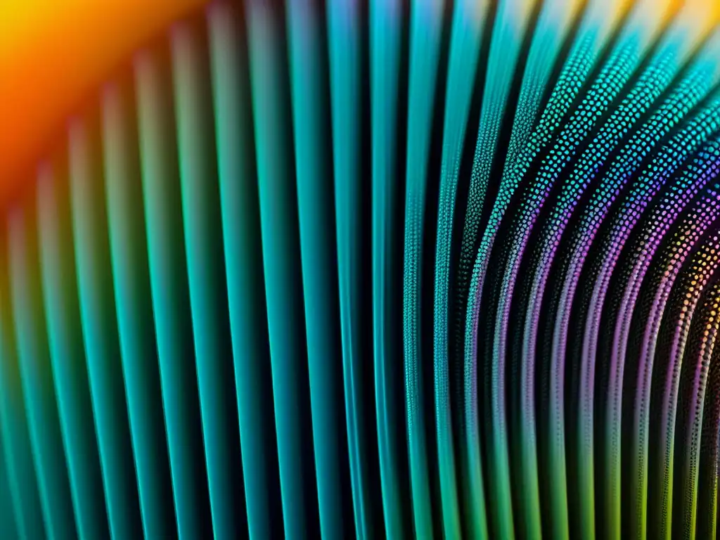Purificación avanzada: Detalle de filtro HEPA atrapando partículas Detalle de filtro HEPA capturando partículas, con colores vibrantes representando la purificación