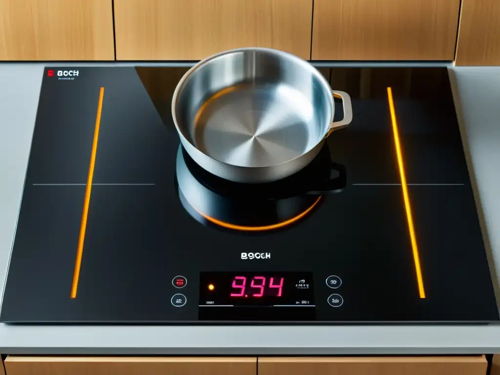 Bosch Serie 8 PID775DC1E: Cocina de inducción de alta definición Detalle de la placa de inducción Bosch Serie 8 PID775DC1E, con diseño moderno y controles táctiles iluminados