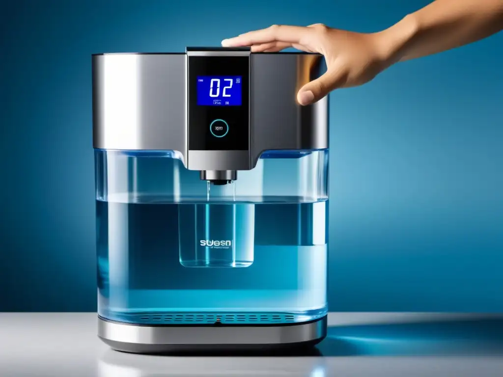 Dispensador de agua moderno: eficiencia y frescura Un dispensador de agua moderno y elegante con botellón claro, comparativa dispensadores agua botellón vs filtros grifo