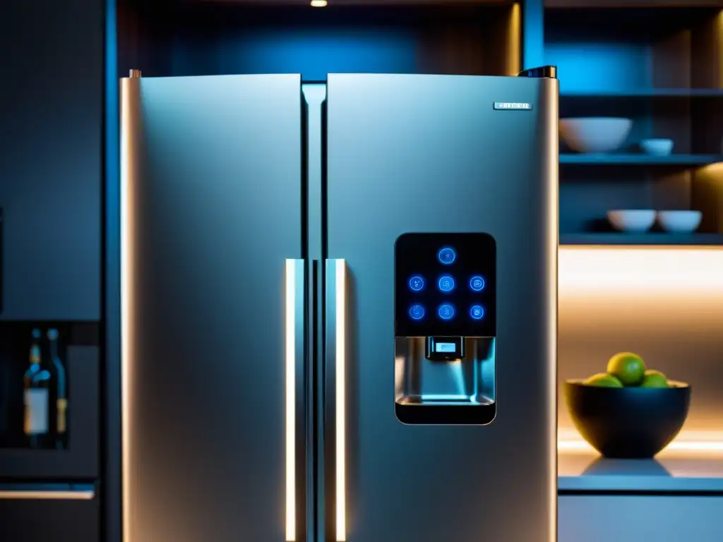 Dispositivo inteligente de alta tecnología para el hogar Un dispositivo inteligente de última generación iluminado con un diseño futurista que transmite sofisticación e innovación