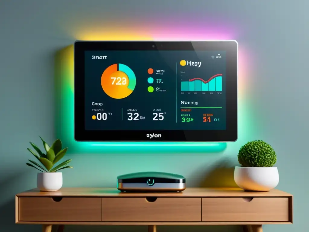 Monitor de energía inteligente para hogar moderno Gestión eficiente del consumo energético en el hogar con moderno sistema de monitoreo de energía en sala de estar