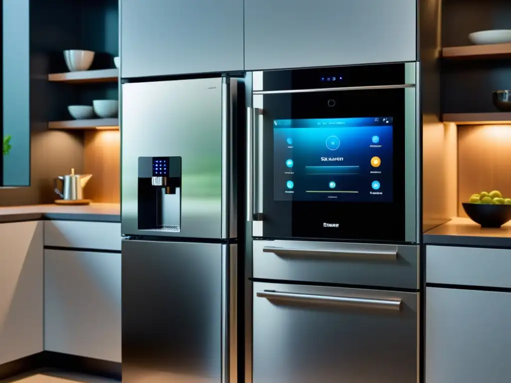 Cocina inteligente: electrodomésticos autónomos integrados Electrodomésticos autónomos integrados en un hogar inteligente, conectados entre sí