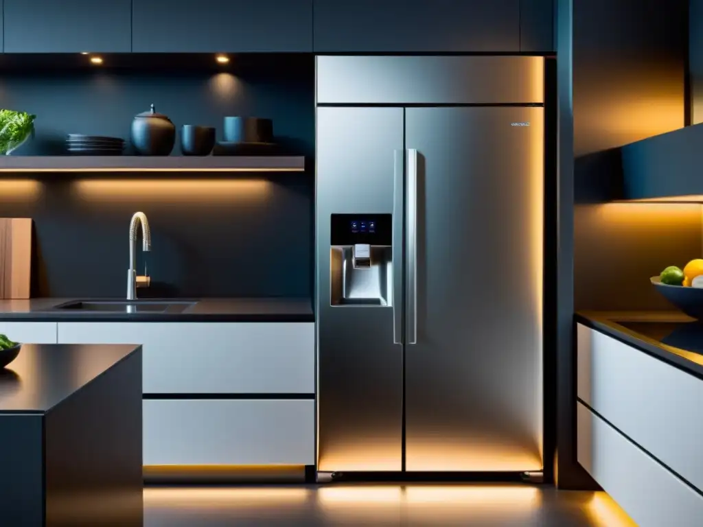 Electrodomésticos conectados para ahorrar energía en una cocina moderna y sofisticada con tecnología inteligente y diseño minimalista