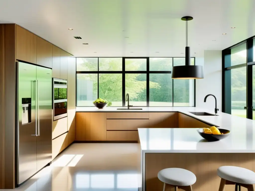 Electrodomésticos ecofriendly para cocina en un ambiente moderno y acogedor con luz natural