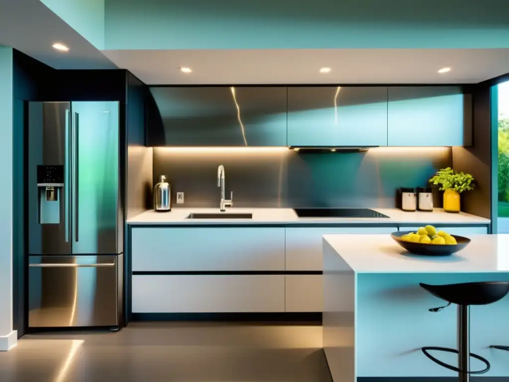 Cocina moderna con electrodomésticos integrados Electrodomésticos para espacios pequeños: Cocina moderna con diseño eficiente, electrodomésticos integrados y decoración minimalista