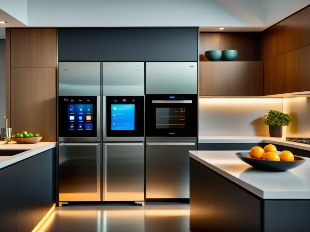 Electrodomésticos innovadores en un elegante diseño de cocina, con tecnología de vanguardia y regulaciones de seguridad destacadas