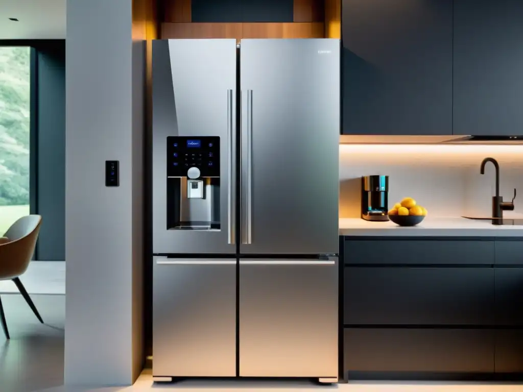 Cocina futurista con electrodomésticos inteligentes AI Electrodomésticos con inteligencia artificial integrados en una cocina moderna y futurista, creando armonía tecnológica