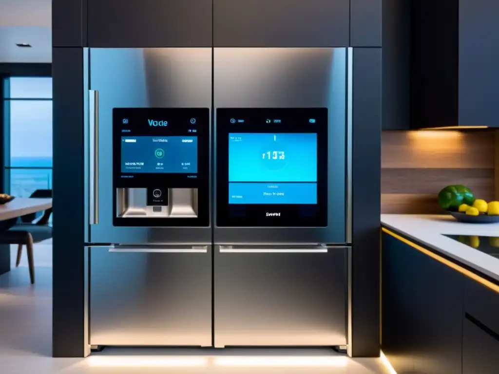 Cocina moderna con electrodomésticos inteligentes Electrodomésticos inteligentes para casa en una cocina moderna y futurista con tecnología de vanguardia integrada