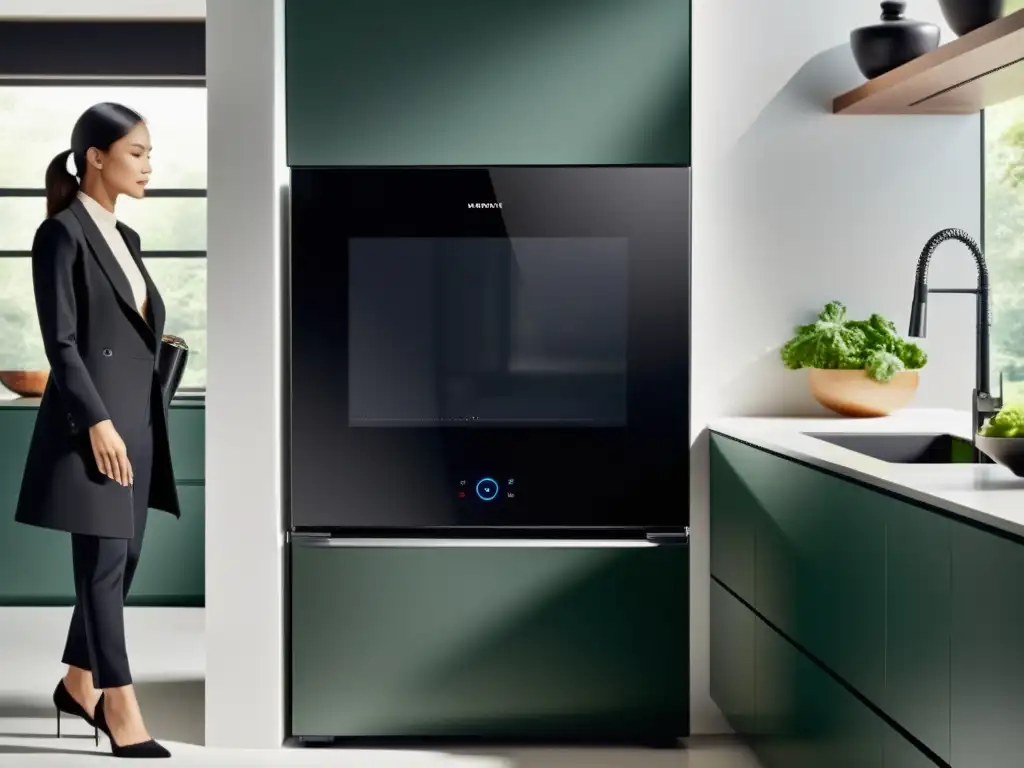 Cocina moderna con electrodomésticos inteligentes y diseño minimalista Electrodomésticos inteligentes para cocina: Cocina moderna con tecnología integrada y diseño minimalista
